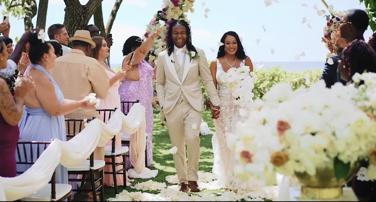 Flower shower at a Hawaii destination wedding