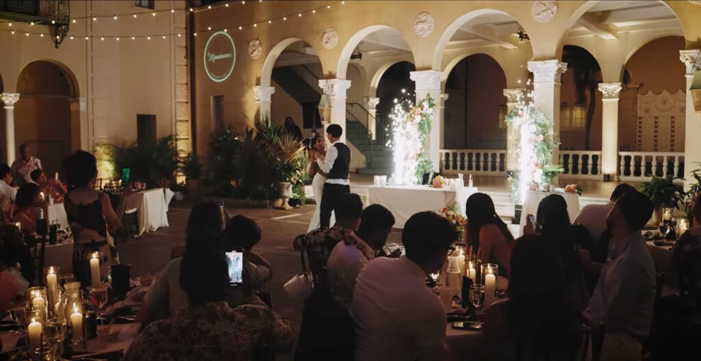 Wedding couple's first dance at their Cafe Julia reception.